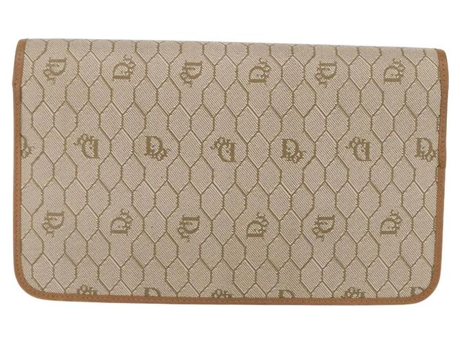 Borsa a spalla in tela Trotter Christian Dior beige e oro Auth BA8648 D'oro - vista 3
