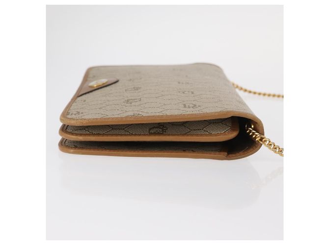 Borsa a spalla in tela Trotter Christian Dior beige e oro Auth BA8648 D'oro - vista 4