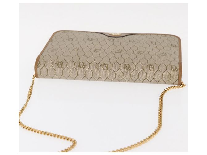 Borsa a spalla in tela Trotter Christian Dior beige e oro Auth BA8648 D'oro - vista 6