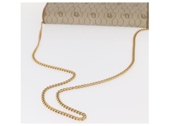 Borsa a spalla in tela Trotter Christian Dior beige e oro Auth BA8648 D'oro - vista 7
