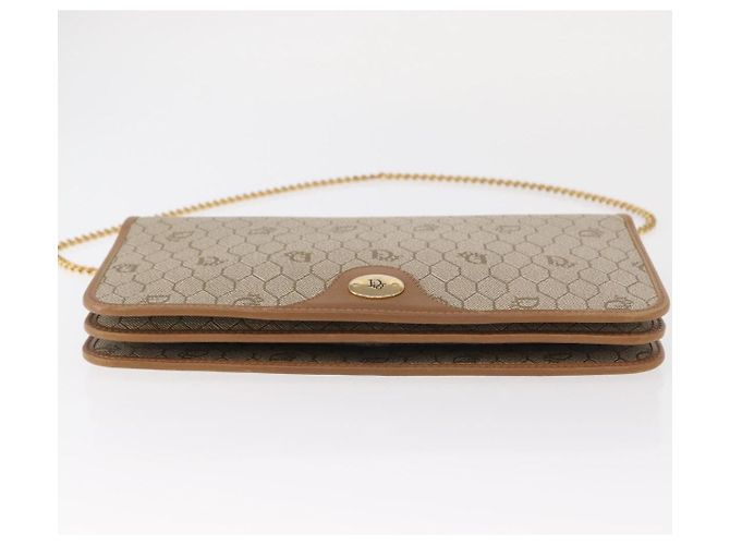 Borsa a spalla in tela Trotter Christian Dior beige e oro Auth BA8648 D'oro - vista 9