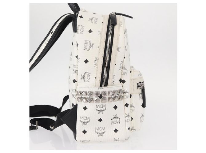 MCM Vicetos Logogram Backpack PVC Leather White Silver Auth kk581 Silvery - view 5