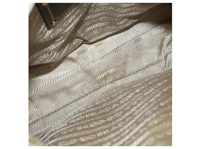 Bolsa de Ombro PRADA Nylon Verde Ouro Auth 155214 Dourado - vista 11