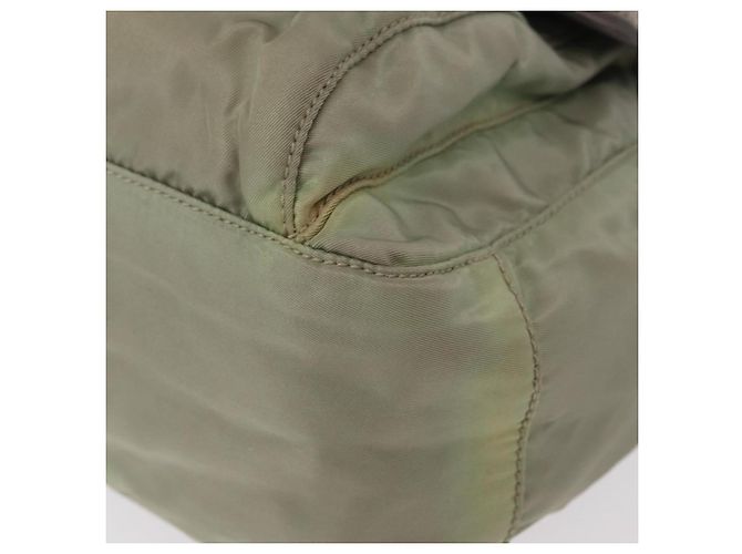 Bolsa de Ombro PRADA Nylon Verde Ouro Auth 155214 Dourado - vista 14
