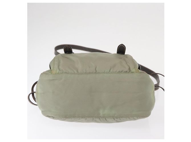 Bolsa de Ombro PRADA Nylon Verde Ouro Auth 155214 Dourado - vista 5