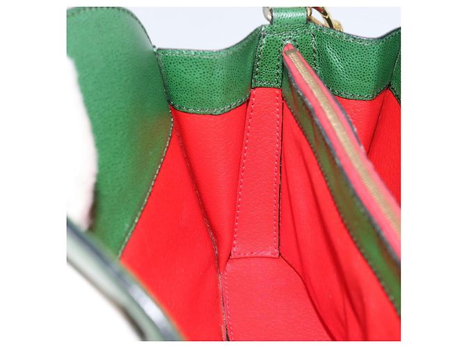 Céline Bolso de Hombro CELINE de Cuero Verde Dorado Auth 156882 - vista 17