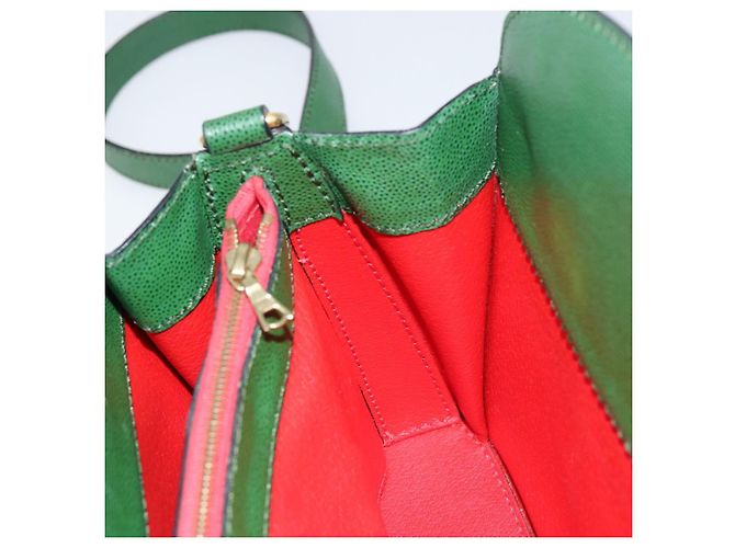 Céline Bolso de Hombro CELINE de Cuero Verde Dorado Auth 156882 - vista 18