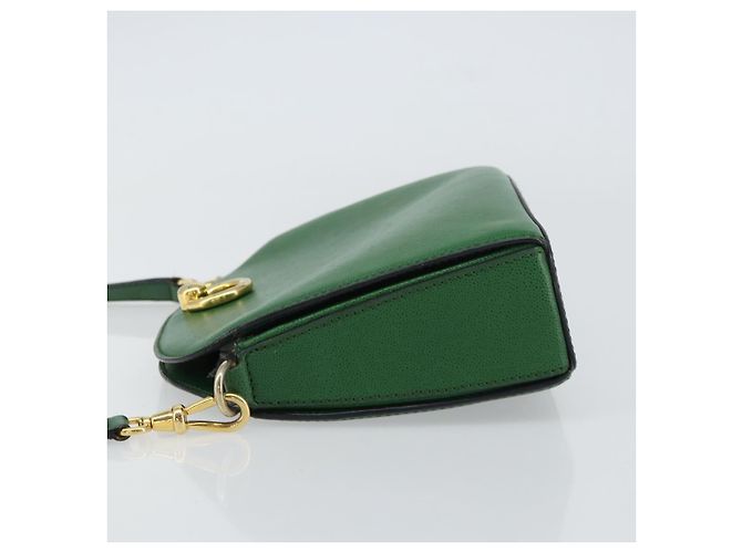 Céline Bolso de Hombro CELINE de Cuero Verde Dorado Auth 156882 - vista 5