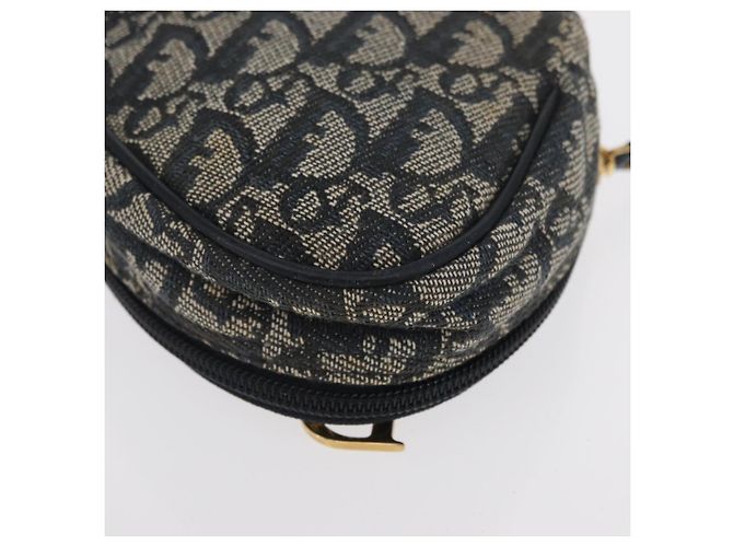 Christian Dior Trotter Canvas Satteltasche Navy Gold Auth 157216 Golden Marineblau - Ansicht 11