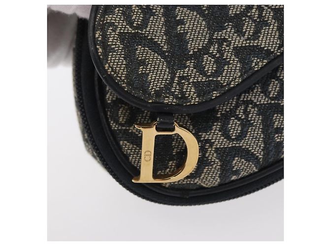 Christian Dior Trotter Canvas Satteltasche Navy Gold Auth 157216 Golden Marineblau - Ansicht 12