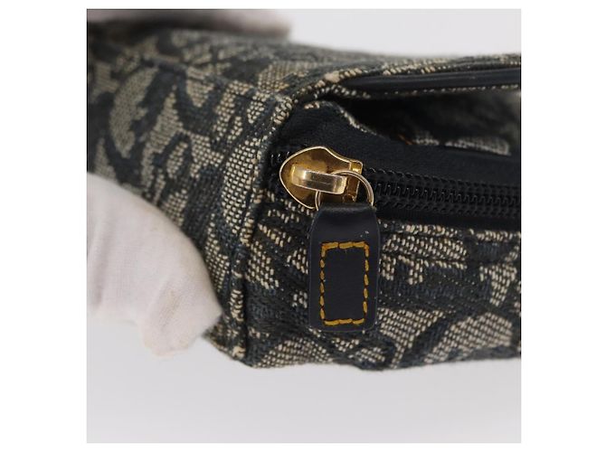Christian Dior Trotter Canvas Satteltasche Navy Gold Auth 157216 Golden Marineblau - Ansicht 13