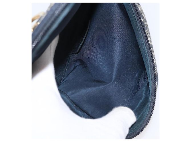 Christian Dior Trotter Canvas Satteltasche Navy Gold Auth 157216 Golden Marineblau - Ansicht 16