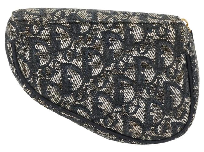 Christian Dior Trotter Canvas Satteltasche Navy Gold Auth 157216 Golden Marineblau - Ansicht 3