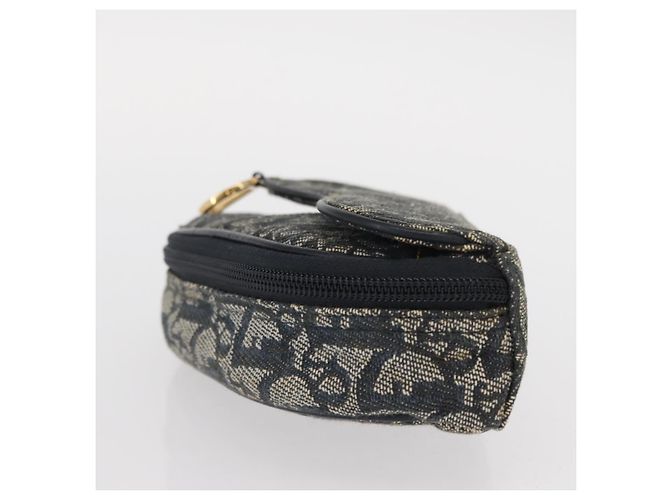 Christian Dior Trotter Canvas Satteltasche Navy Gold Auth 157216 Golden Marineblau - Ansicht 4