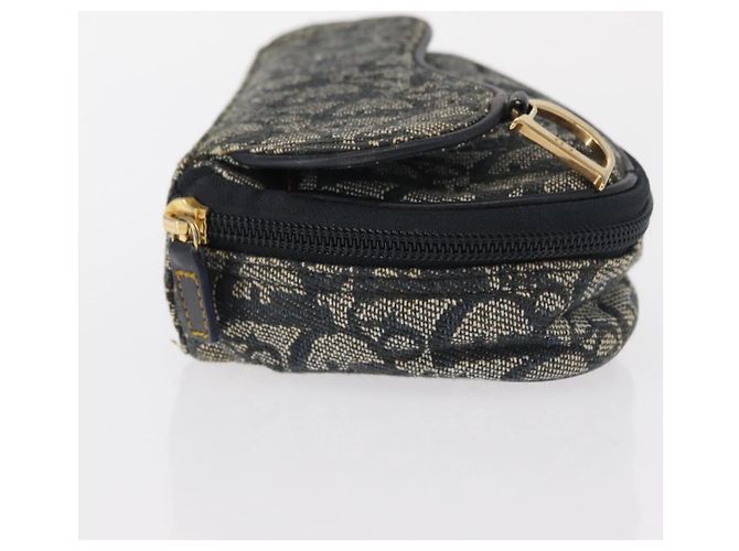 Christian Dior Trotter Canvas Satteltasche Navy Gold Auth 157216 Golden Marineblau - Ansicht 5
