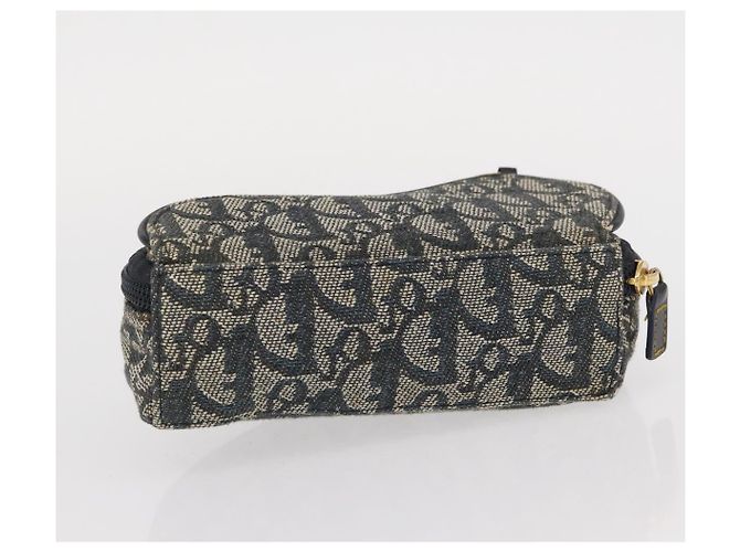 Christian Dior Trotter Canvas Satteltasche Navy Gold Auth 157216 Golden Marineblau - Ansicht 6