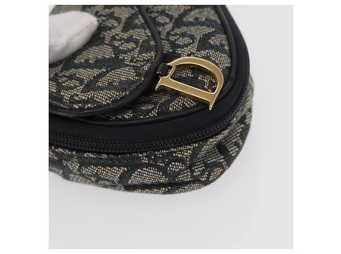Christian Dior Trotter Canvas Satteltasche Navy Gold Auth 157216 Golden Marineblau - Ansicht 8