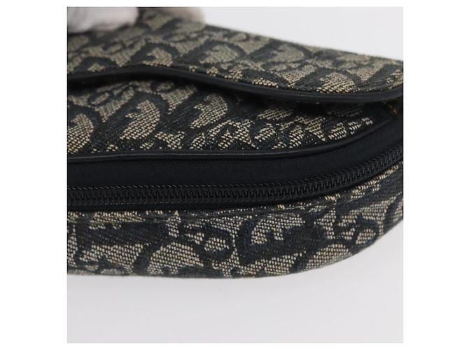 Christian Dior Trotter Canvas Satteltasche Navy Gold Auth 157216 Golden Marineblau - Ansicht 9
