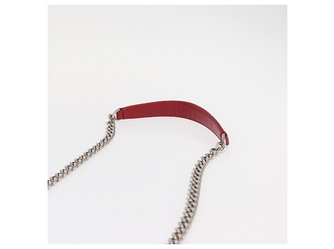 PRADA Borsa a Spalla in Pelle Nappa Goful con Catena Rossa Argento Auth 157786 Rosso - vista 8