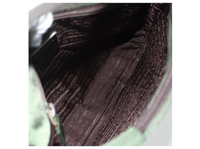 PRADA Schultertasche Nylon Khaki Silber Authentisch ti3532 - Ansicht 11