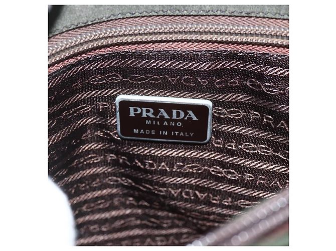 PRADA Schultertasche Nylon Khaki Silber Authentisch ti3532 - Ansicht 18