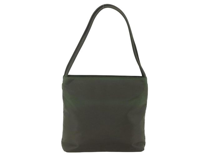 PRADA Schultertasche Nylon Khaki Silber Authentisch ti3532 - Ansicht 2