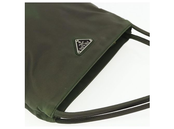 PRADA Schultertasche Nylon Khaki Silber Authentisch ti3532 - Ansicht 6
