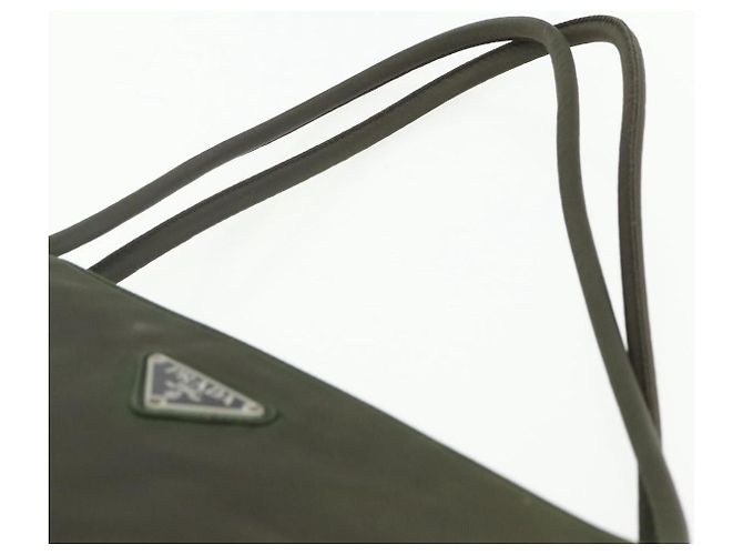 PRADA Schultertasche Nylon Khaki Silber Authentisch ti3532 - Ansicht 8
