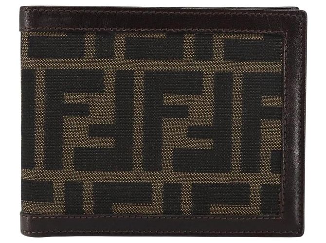 FENDI Zucca Canvas Geldbörse Schwarz Braun Auth am10042V - Ansicht 13