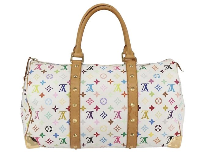 LOUIS VUITTON Keepall 45 Tasche Monogram Multicolor Weiß M92641 LV Auth BA8992SAV - Ansicht 2