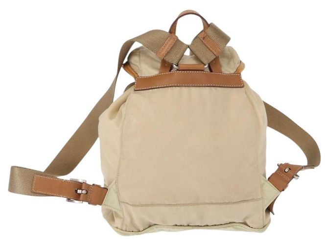 PRADA Backpack Nylon Beige Silver Auth 155293 Silvery - view 2