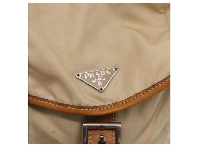 PRADA Backpack Nylon Beige Silver Auth 155293 Silvery - view 21