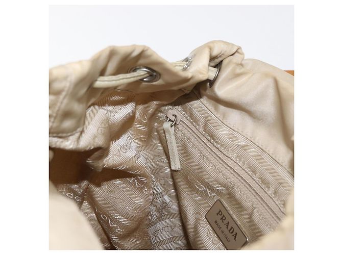 PRADA Backpack Nylon Beige Silver Auth 155293 Silvery - view 26