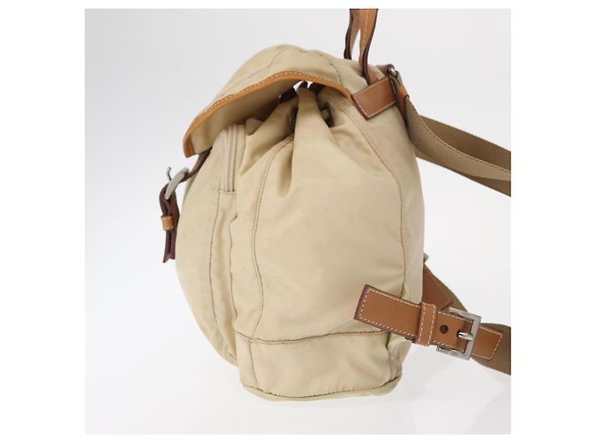 PRADA Backpack Nylon Beige Silver Auth 155293 Silvery - view 3
