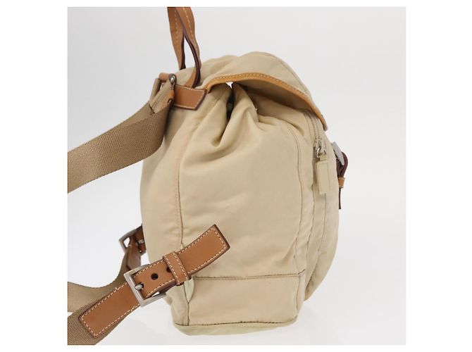 PRADA Backpack Nylon Beige Silver Auth 155293 Silvery - view 4