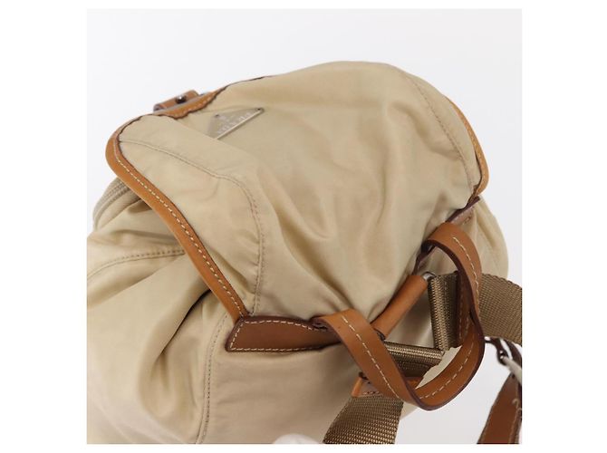 PRADA Backpack Nylon Beige Silver Auth 155293 Silvery - view 6