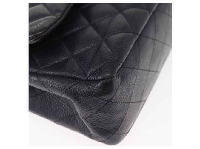 CHANEL Matelassé 25 Borsa a Doppio Faldone in Pelle Caviar Blu Navy Oro CC Auth 158359SM - vista 10