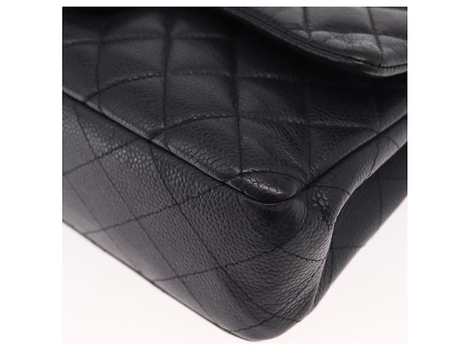 CHANEL Matelassé 25 Borsa a Doppio Faldone in Pelle Caviar Blu Navy Oro CC Auth 158359SM - vista 11