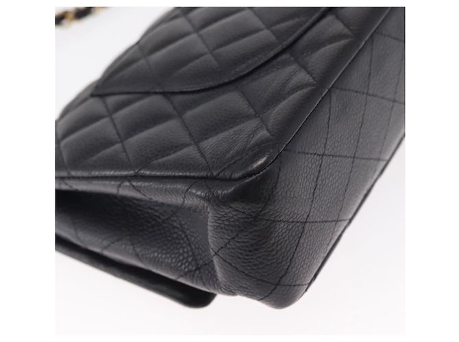CHANEL Matelassé 25 Borsa a Doppio Faldone in Pelle Caviar Blu Navy Oro CC Auth 158359SM - vista 12