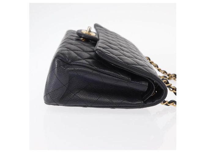 CHANEL Matelassé 25 Borsa a Doppio Faldone in Pelle Caviar Blu Navy Oro CC Auth 158359SM - vista 4