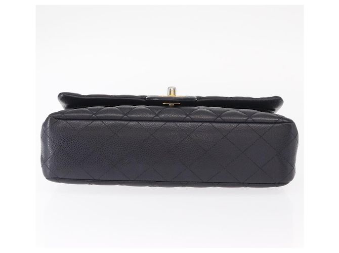 CHANEL Matelassé 25 Borsa a Doppio Faldone in Pelle Caviar Blu Navy Oro CC Auth 158359SM - vista 9