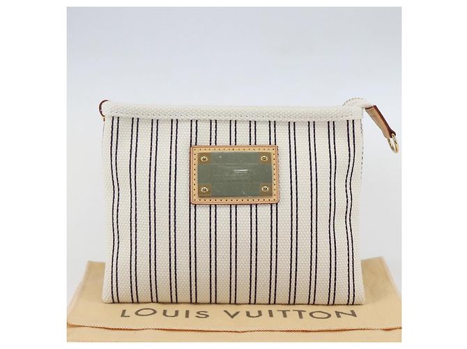 LOUIS VUITTON Antigua Pochette Platform PM Pouch Bianco M40069 LV Auth 157812V - vista 12
