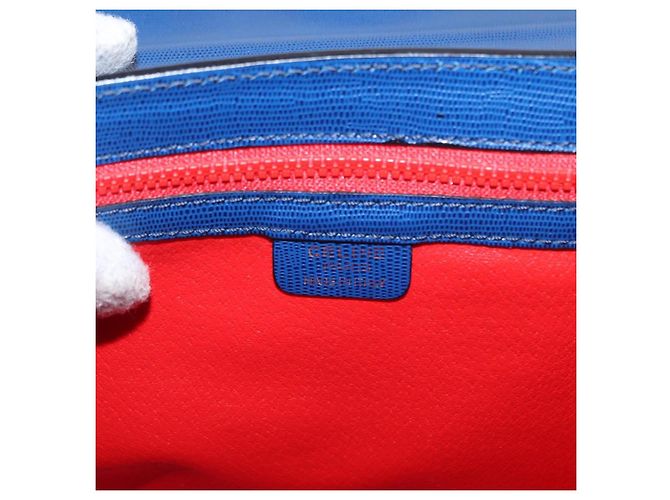 Céline Borsa a Spalla CELINE Circle in Pelle Blu Oro Auth 153882V D'oro - vista 18