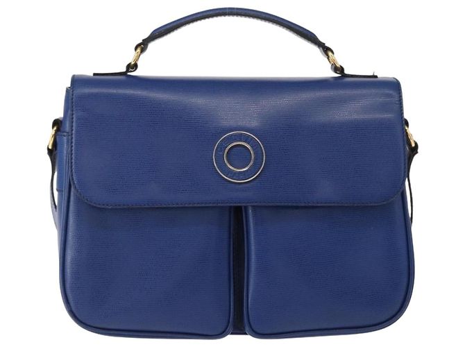 Céline Borsa a Spalla CELINE Circle in Pelle Blu Oro Auth 153882V D'oro - vista 2