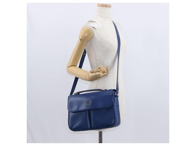 Céline Borsa a Spalla CELINE Circle in Pelle Blu Oro Auth 153882V D'oro - vista 25