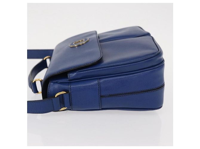 Céline Borsa a Spalla CELINE Circle in Pelle Blu Oro Auth 153882V D'oro - vista 5