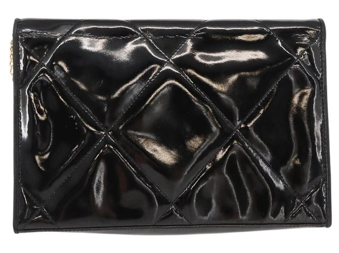 CHANEL Borsa a Spalla Matelassé Catena Smalto Nero Oro CC Auth bs31115 D'oro - vista 3