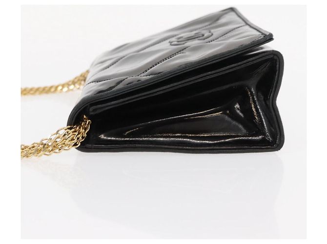 CHANEL Borsa a Spalla Matelassé Catena Smalto Nero Oro CC Auth bs31115 D'oro - vista 5