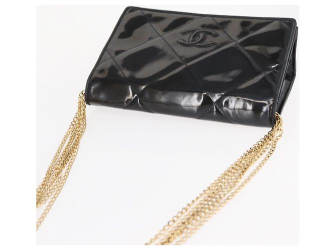 CHANEL Borsa a Spalla Matelassé Catena Smalto Nero Oro CC Auth bs31115 D'oro - vista 6