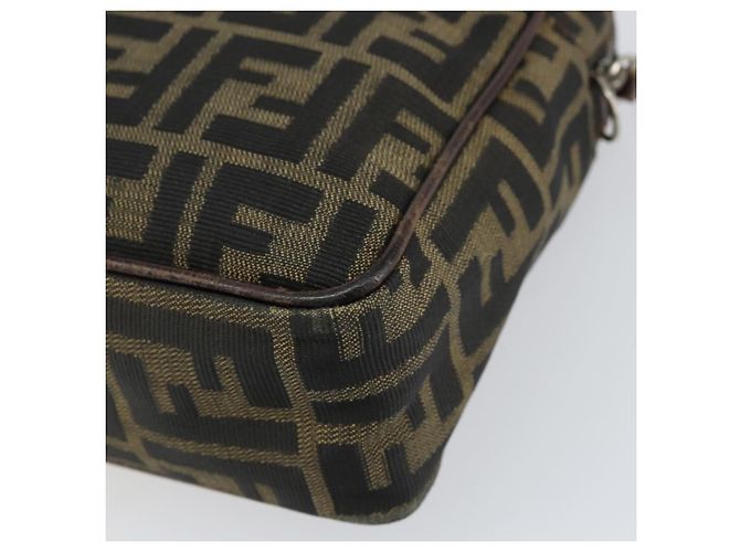 Borsa a mano in tela Zucca FENDI nera e marrone Auth 153067 Nero - vista 12